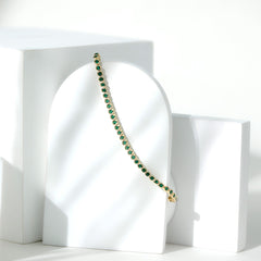 Bezel Set Lab Created Emerald Tennis Bracelet for Women