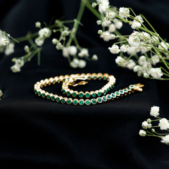 Bezel Set Lab Created Emerald Tennis Bracelet for Women
