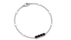 Black Onyx and Freshwater Pearl Minimal Station Chain Bracelet
