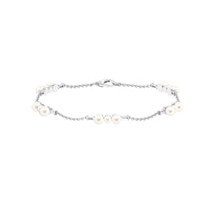 Genuine Freshwater Pearl and Moissanite Station Chain Bracelet