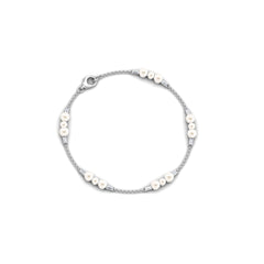 Genuine Freshwater Pearl and Moissanite Station Chain Bracelet