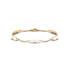 Genuine Freshwater Pearl and Moissanite Station Chain Bracelet