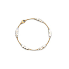 Genuine Freshwater Pearl and Moissanite Station Chain Bracelet
