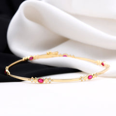 Oval Lab Grown Ruby Link Bracelet with Moissanite
