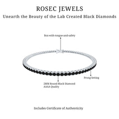 Certified Round Cut Lab Grown Black Diamond Tennis Bracelet