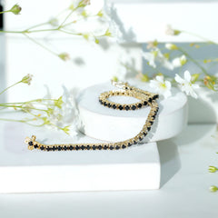 Certified Round Cut Lab Grown Black Diamond Tennis Bracelet