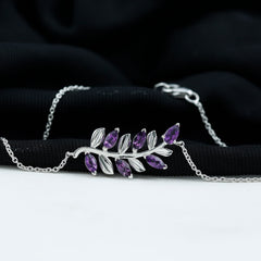 Natural Amethyst Leaf Bracelet with Certificate