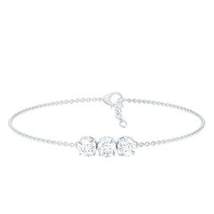 Three Stone Moissanite Chain Bracelet