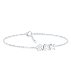 Three Stone Moissanite Chain Bracelet