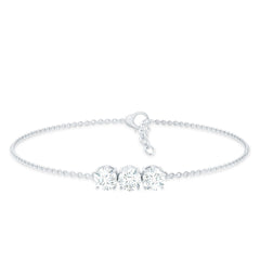 Three Stone Moissanite Chain Bracelet