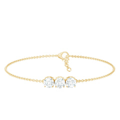 Three Stone Moissanite Chain Bracelet