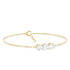 Three Stone Moissanite Chain Bracelet
