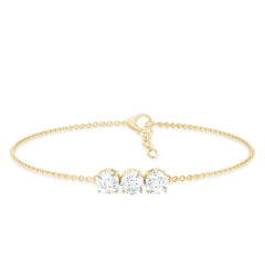 Three Stone Moissanite Chain Bracelet