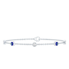 Certified Moissanite and Evil Eye Station Chain Bracelet