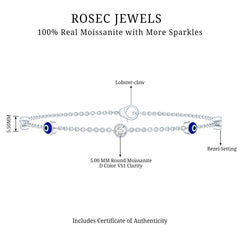Certified Moissanite and Evil Eye Station Chain Bracelet
