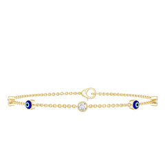 Certified Moissanite and Evil Eye Station Chain Bracelet