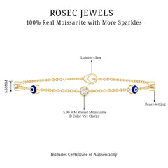 Certified Moissanite and Evil Eye Station Chain Bracelet