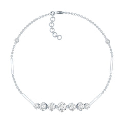 Graduated Style Round Moissanite Link Chain Bracelet for Women