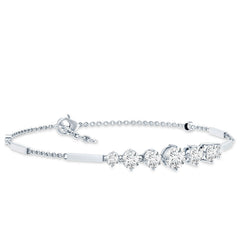 Graduated Style Round Moissanite Link Chain Bracelet for Women