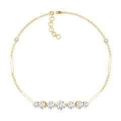 Graduated Style Round Moissanite Link Chain Bracelet for Women