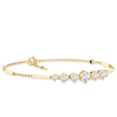 Graduated Style Round Moissanite Link Chain Bracelet for Women