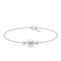 7.50 CT Freshwater Pearl Solitaire Bolo Bracelet