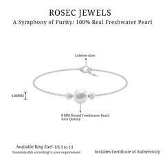 7.50 CT Freshwater Pearl Solitaire Bolo Bracelet