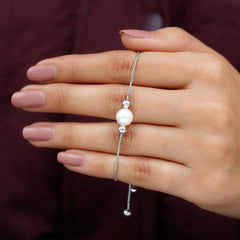 7.50 CT Freshwater Pearl Solitaire Bolo Bracelet