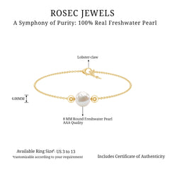7.50 CT Freshwater Pearl Solitaire Bolo Bracelet