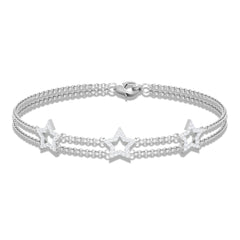 Certified Diamond Star Double Chain Bracelet