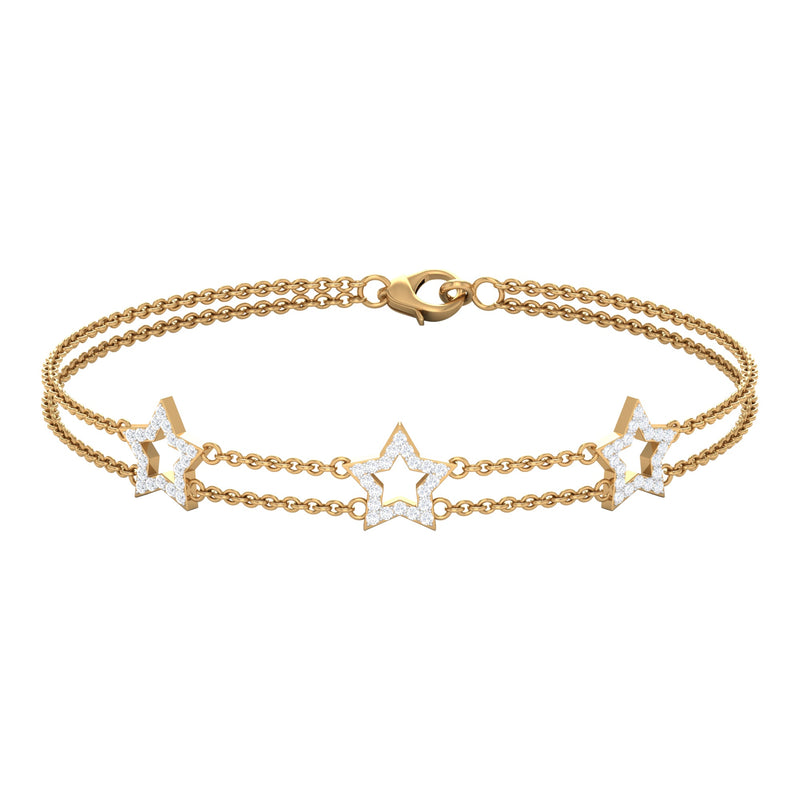 Certified Diamond Star Double Chain Bracelet