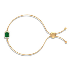 Lab Created Emerald Bolo Chain Bracelet with Diamond Halo