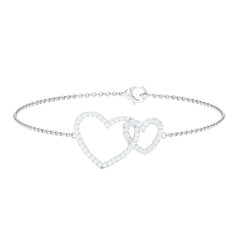 Natural Diamond Two Heart Bracelet for Women