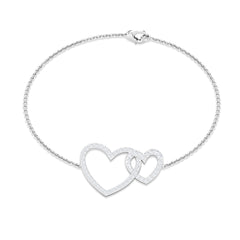 Natural Diamond Two Heart Bracelet for Women
