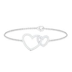Natural Diamond Two Heart Bracelet for Women