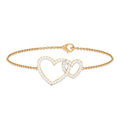 Natural Diamond Two Heart Bracelet for Women