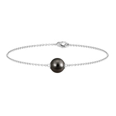 Natural 8MM Tahitian Black Pearl Bracelet with Lobster Clasp
