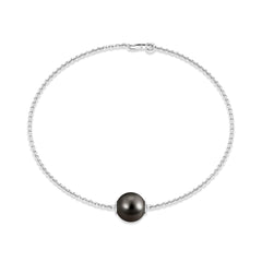 Natural 8MM Tahitian Black Pearl Bracelet with Lobster Clasp
