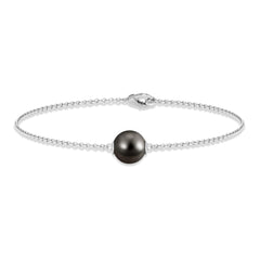 Natural 8MM Tahitian Black Pearl Bracelet with Lobster Clasp