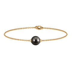 Natural 8MM Tahitian Black Pearl Bracelet with Lobster Clasp