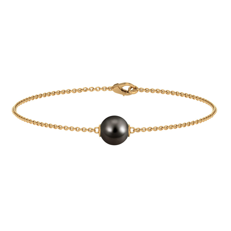 Natural 8MM Tahitian Black Pearl Bracelet with Lobster Clasp