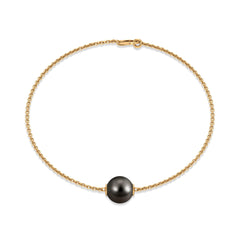 Natural 8MM Tahitian Black Pearl Bracelet with Lobster Clasp