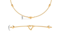 Bezel Set Diamond Heart Chain Bracelet