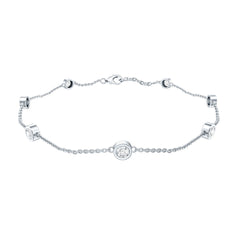 Cubic Zirconia Station Bracelet in Sterling Silver