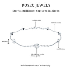 Cubic Zirconia Station Bracelet in Sterling Silver