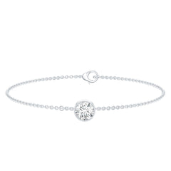 Bezel Set 1.3 Carat CZ Diamond Solitaire Chain Bracelet