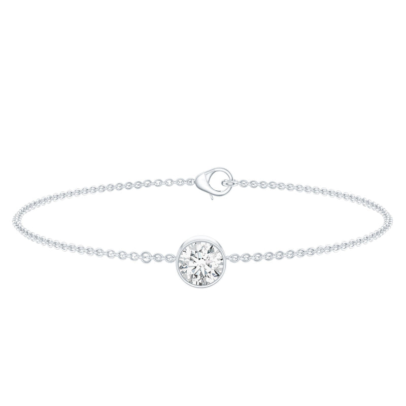 Bezel Set 1.3 Carat CZ Diamond Solitaire Chain Bracelet