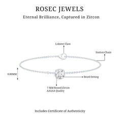 Bezel Set 1.3 Carat CZ Diamond Solitaire Chain Bracelet