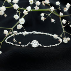 Bezel Set 1.3 Carat CZ Diamond Solitaire Chain Bracelet