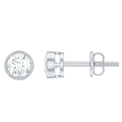 Minimal Bezel Set Diamond Everyday Earrings with Screw Back